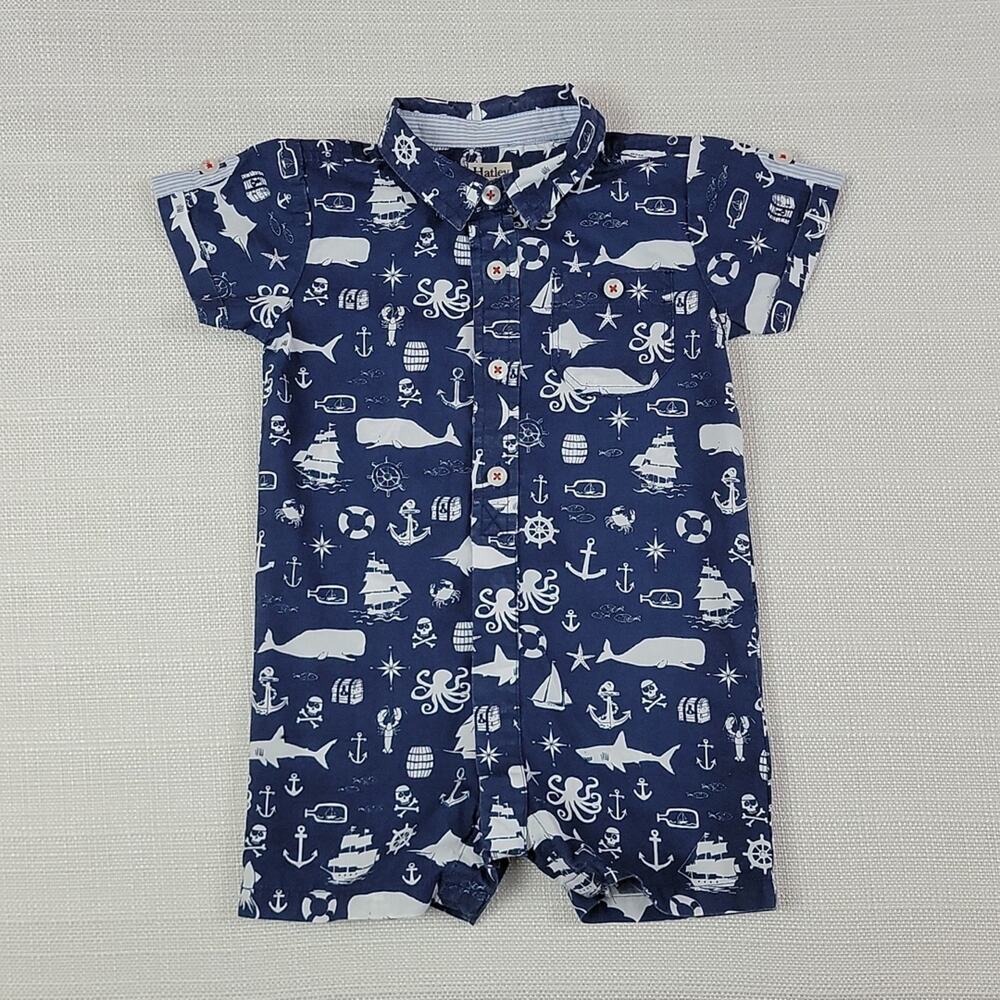 Hatley‎ navy nautical shorts romper 9-12M